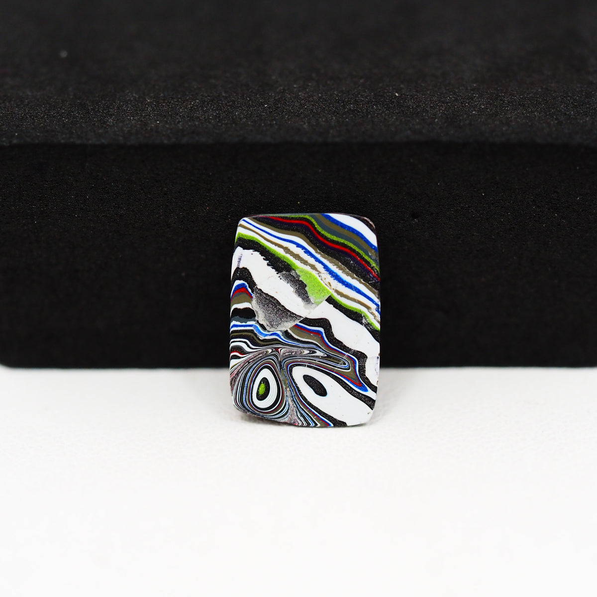 Fordite Agate Cabochon Rectangle 15x11mm 2ct - Detroit Agate layered paint - Pedra Gems