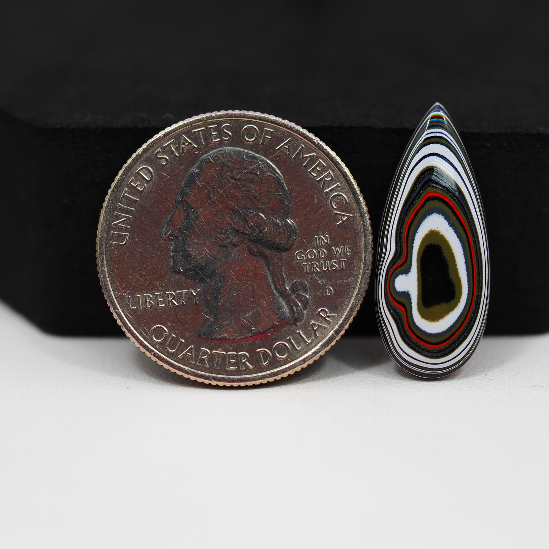 Fordite Agate Cabochon Pear 23x9mm 2ct - Detroit Agate layered paint - Pedra Gems