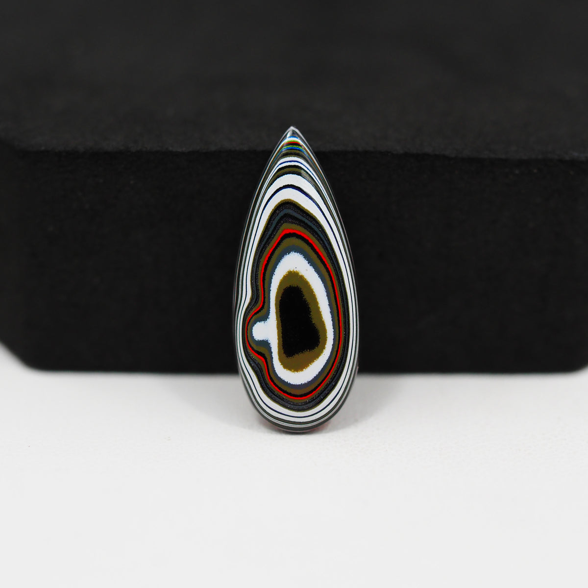 Fordite Agate Cabochon Pear 23x9mm 2ct - Detroit Agate layered paint - Pedra Gems