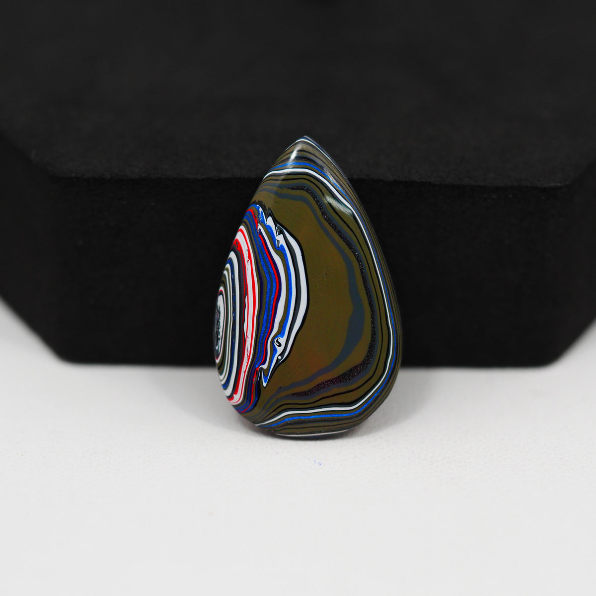 Fordite Agate Cabochon Pear 27x17mm 4.5ct - Detroit Agate layered paint - Pedra Gems