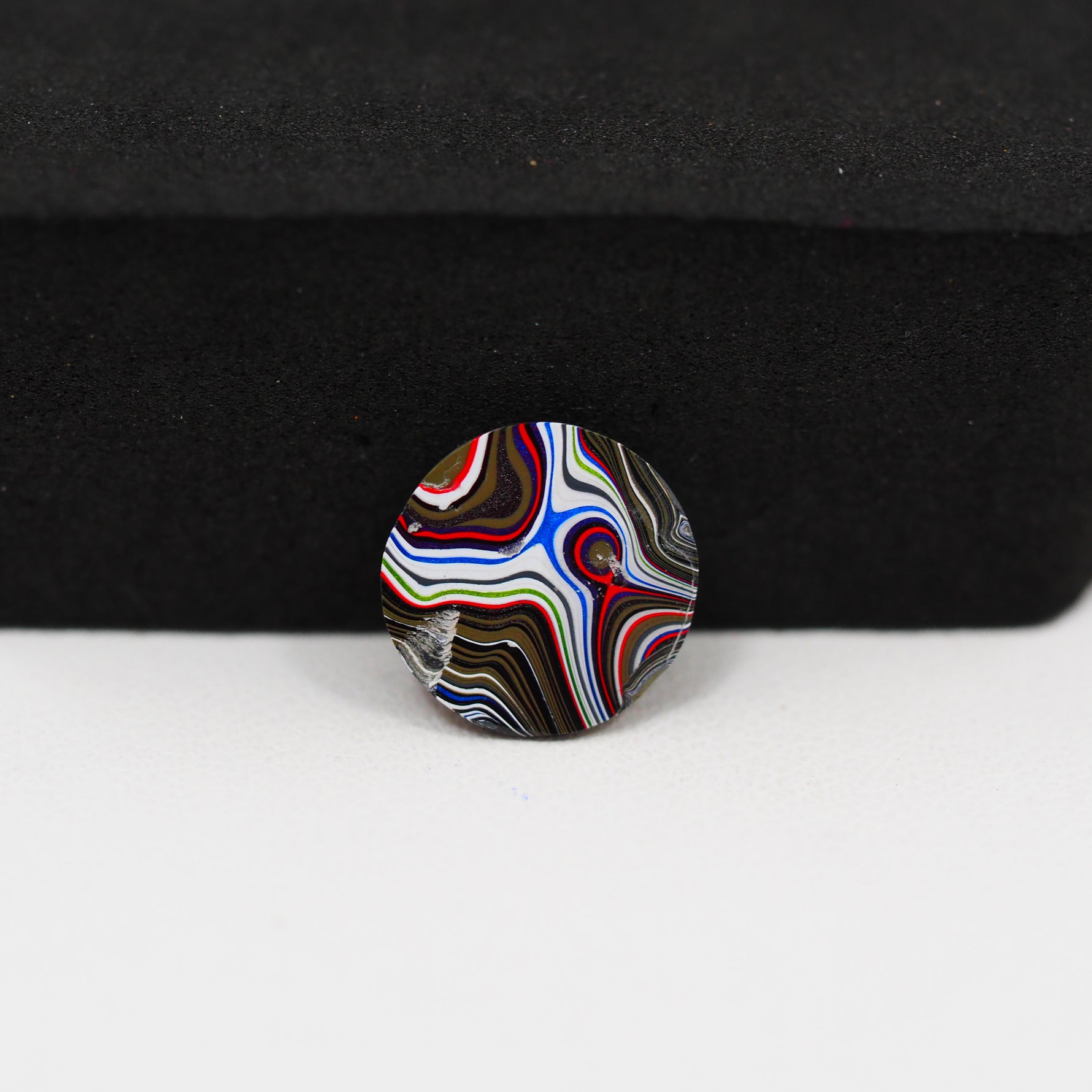 Fordite Agate Cabochon Round 12x12mm 2ct - Detroit Agate layered paint - Pedra Gems