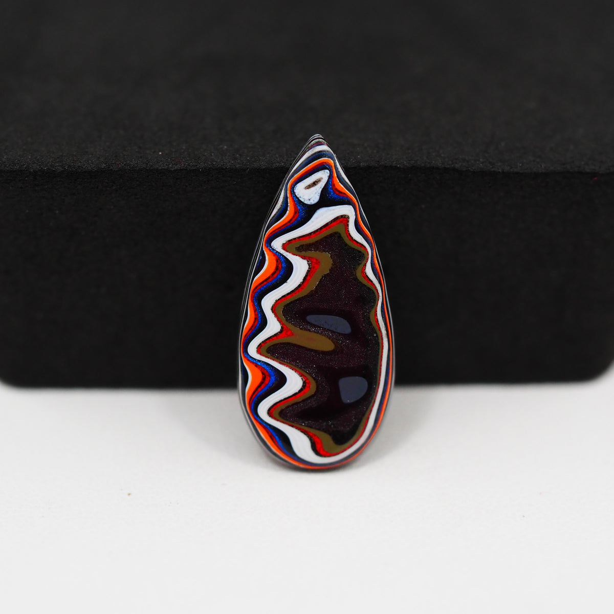 Fordite Agate Cabochon Pear 24x11mm 2.5ct - Detroit Agate layered paint - Pedra Gems