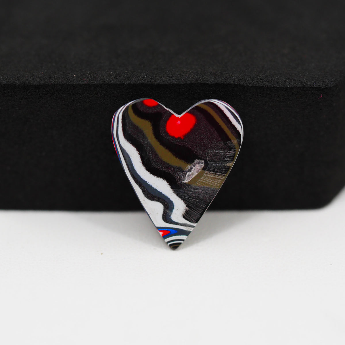 Fordite Agate Cabochon Heart 20x17mm 4ct - Detroit Agate layered paint - Pedra Gems