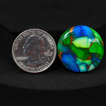 Natural Peacock Dahlia Round Cabochon 25x25mm 23ct - Peacock Blue-Green Composite - Pedra Gems