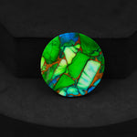 Natural Peacock Dahlia Round Cabochon 25x25mm 23ct - Peacock Blue-Green Composite - Pedra Gems