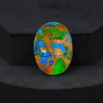 Natural Peacock Dahlia Oval Cabochon 19x21mm 25ct - Peacock Blue-Green Composite - Pedra Gems