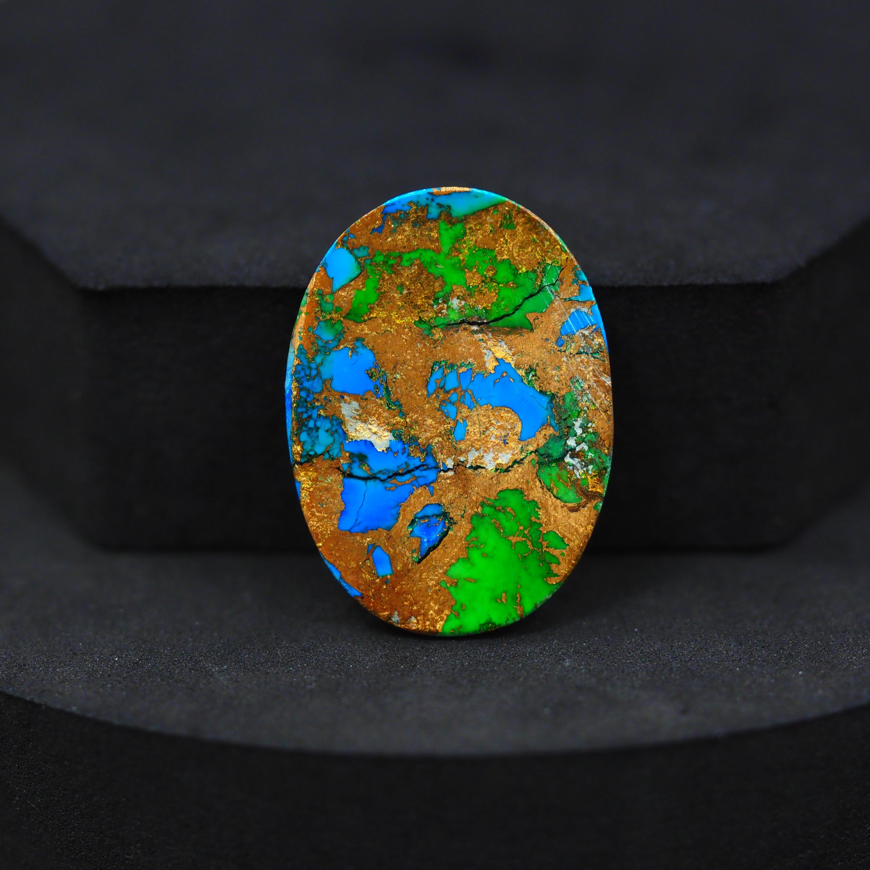 Natural Peacock Dahlia Oval Cabochon 19x21mm 25ct - Peacock Blue-Green Composite - Pedra Gems