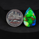 Natural Peacock Dahlia Pear Cabochon 27x17mm 17ct - Peacock Blue-Green Composite - Pedra Gems