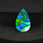Natural Peacock Dahlia Pear Cabochon 27x17mm 17ct - Peacock Blue-Green Composite - Pedra Gems