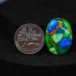 Natural Peacock Dahlia Oval Cabochon 29x21mm 21.5ct - Peacock Blue-Green Composite - Pedra Gems