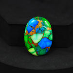 Natural Peacock Dahlia Oval Cabochon 29x21mm 21.5ct - Peacock Blue-Green Composite - Pedra Gems