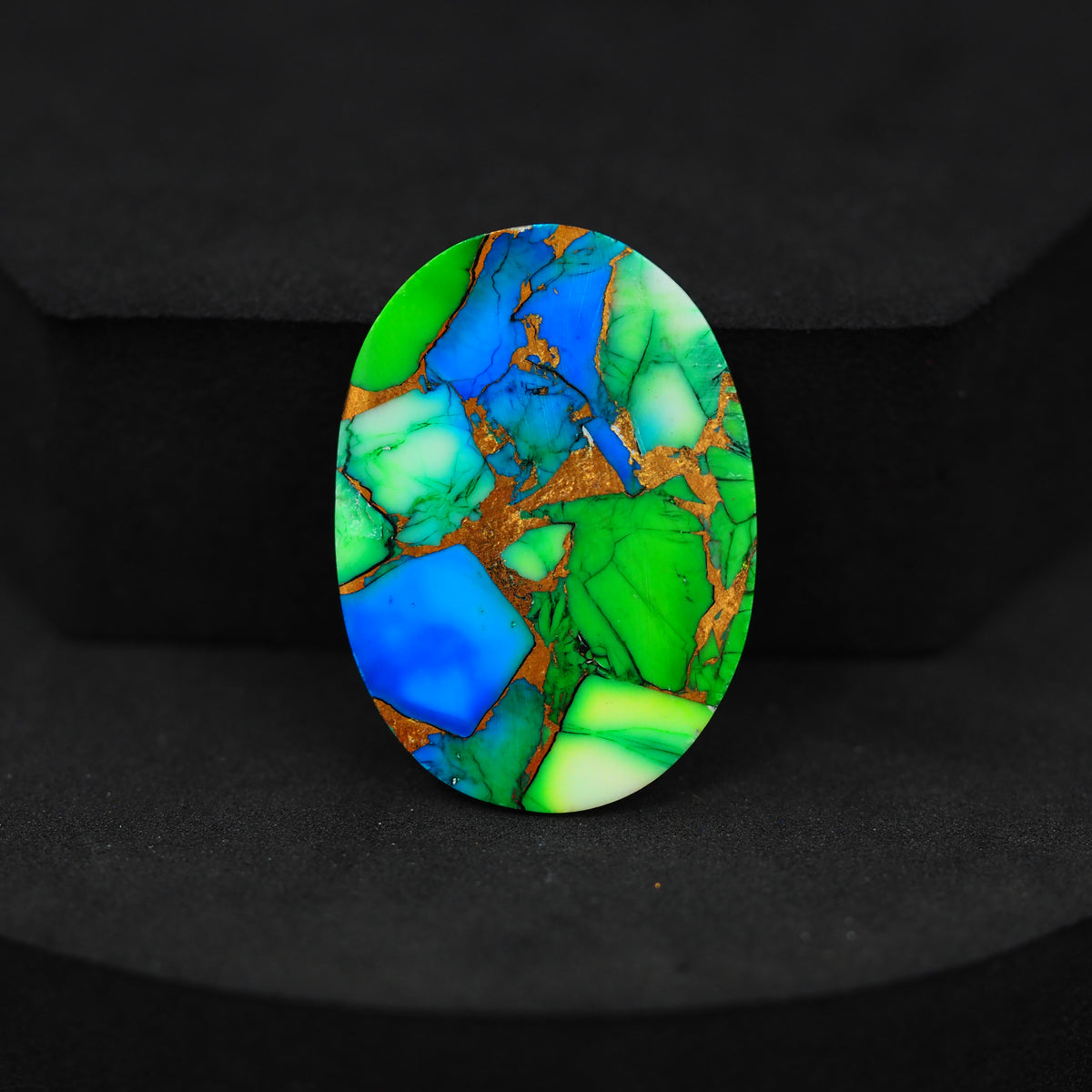 Natural Peacock Dahlia Oval Cabochon 29x21mm 21.5ct - Peacock Blue-Green Composite - Pedra Gems