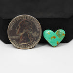 Natural Mohave Turquoise Heart Cabochon 11x14mm 5ct - Green - Pedra Gems