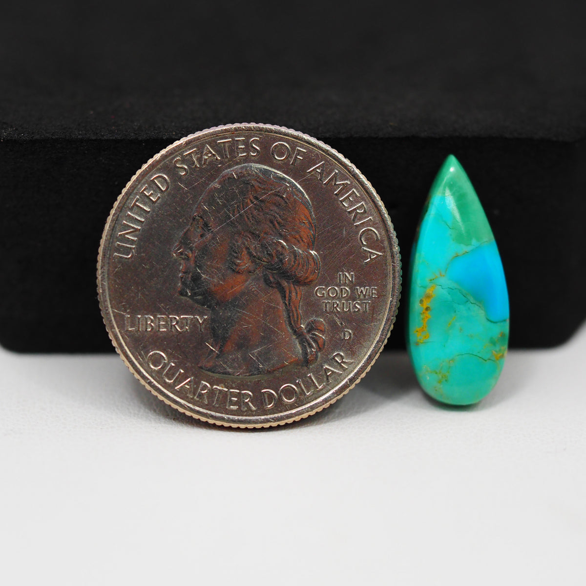 Natural Mohave Turquoise Pear Cabochon 20x7mm 4ct - Green Blue - Pedra Gems