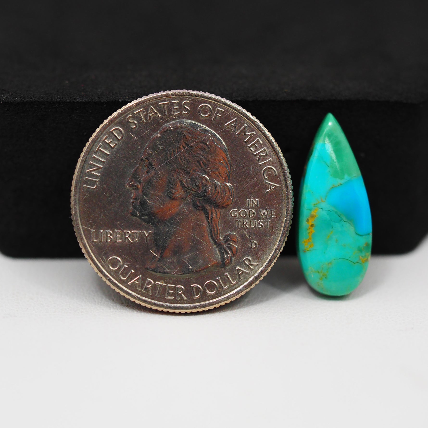 Natural Mohave Turquoise Pear Cabochon 20x7mm 4ct - Green Blue - Pedra Gems