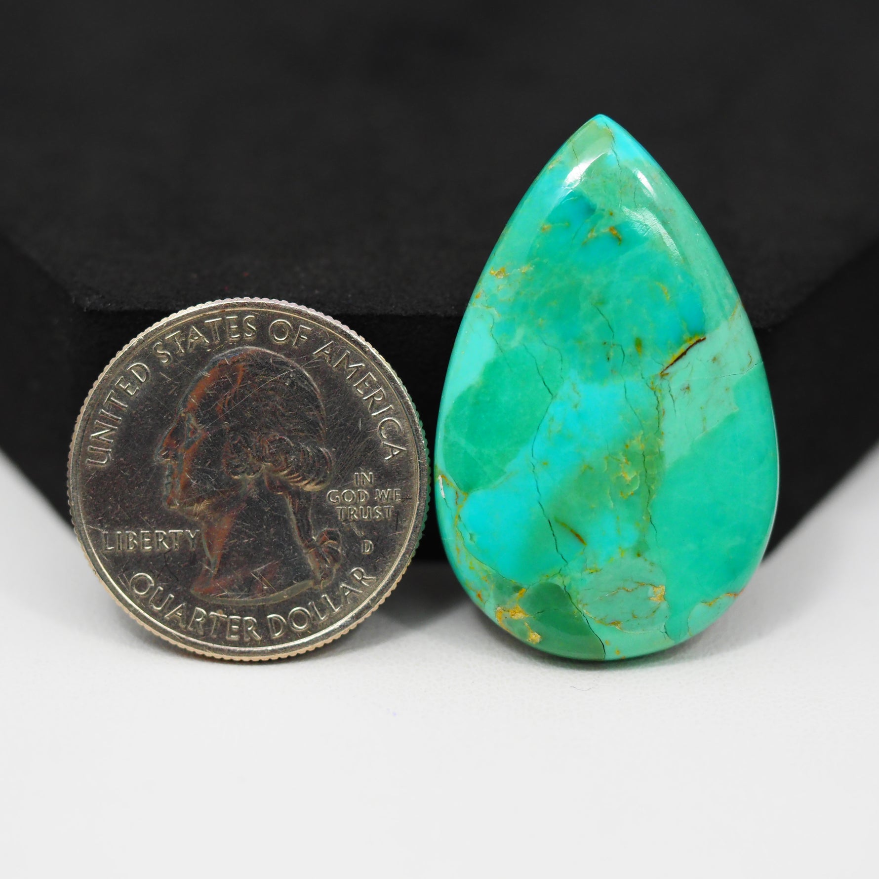 Natural Mohave Turquoise Pear Cabochon 36x23mm 26.5ct - Green - Pedra Gems