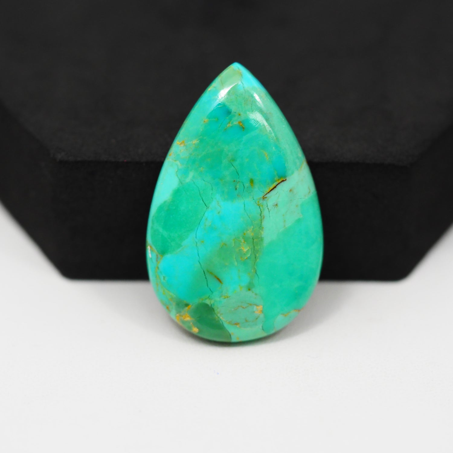 Natural Mohave Turquoise Pear Cabochon 36x23mm 26.5ct - Green - Pedra Gems