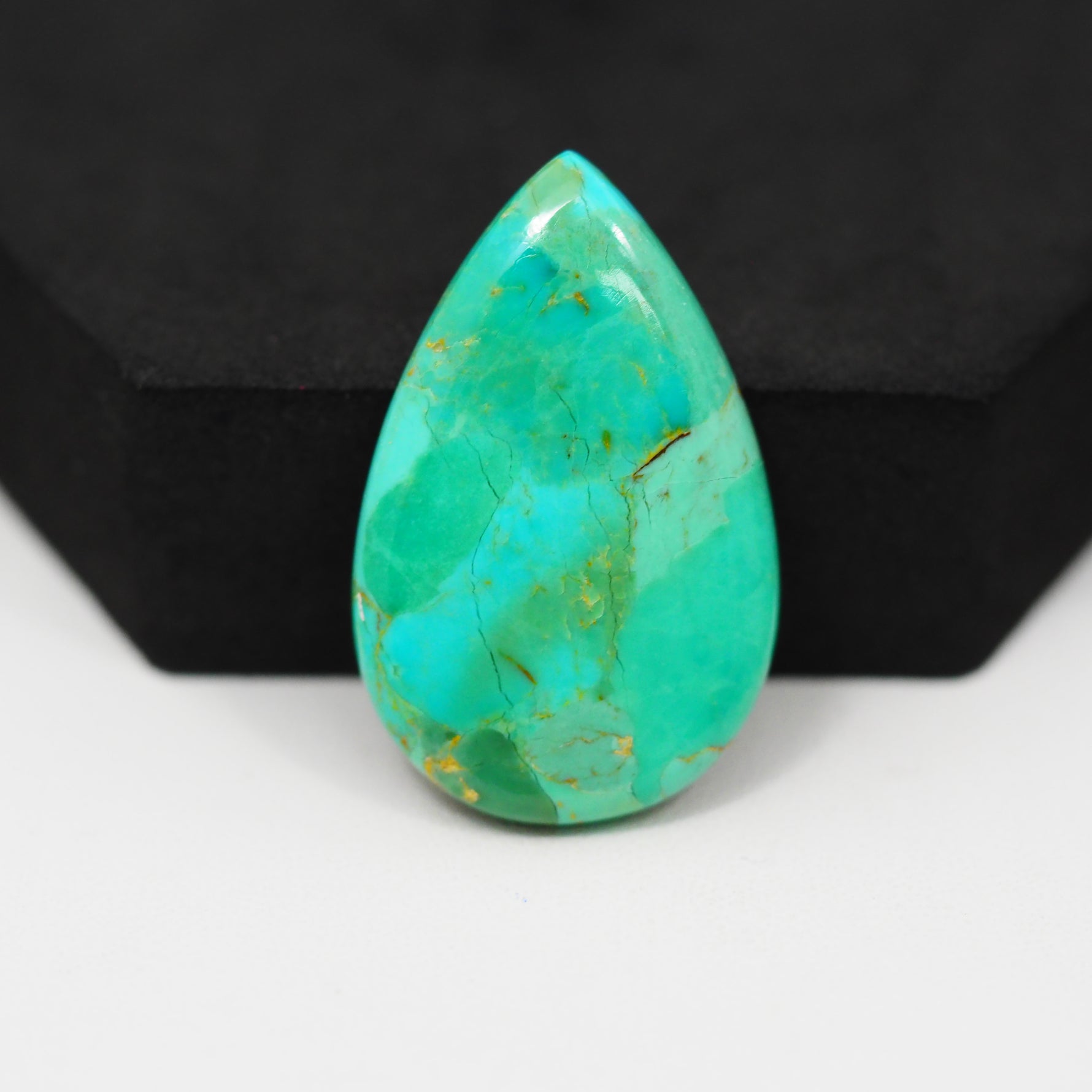 Natural Mohave Turquoise Pear Cabochon 36x23mm 26.5ct - Green - Pedra Gems