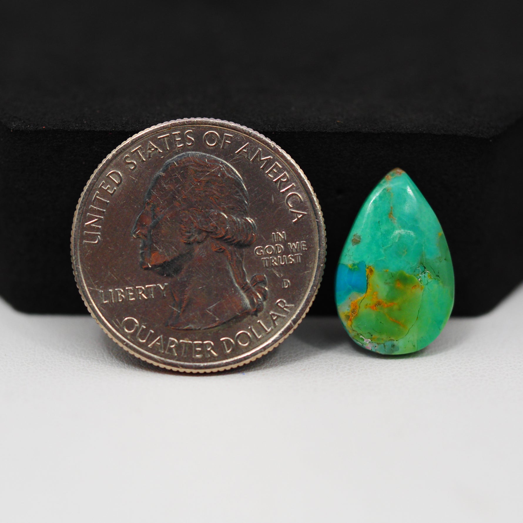 Natural Mohave Turquoise Pear Cabochon 18x11mm 4.5ct - Green Blue - Pedra Gems