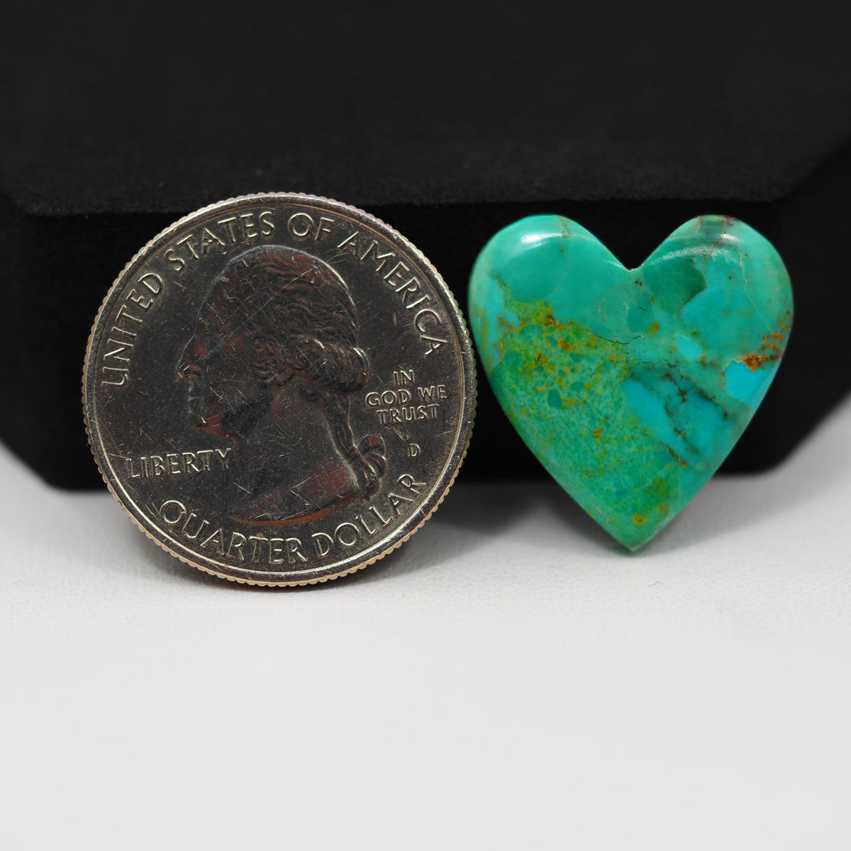 Natural Mohave Turquoise Heart Cabochon 20x19mm 12ct - Green Blue - Pedra Gems