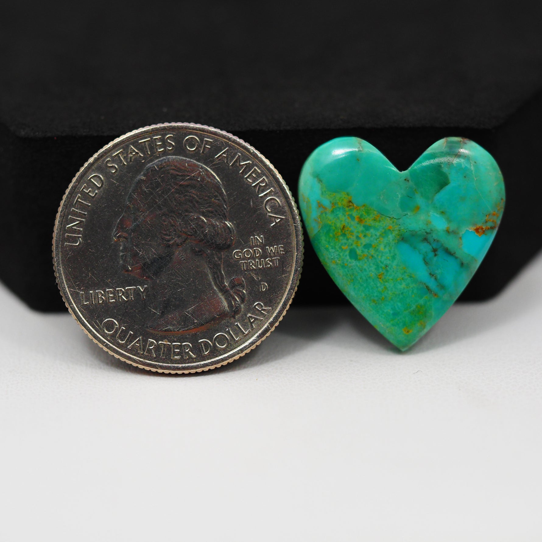 Natural Mohave Turquoise Heart Cabochon 20x19mm 12ct - Green Blue - Pedra Gems