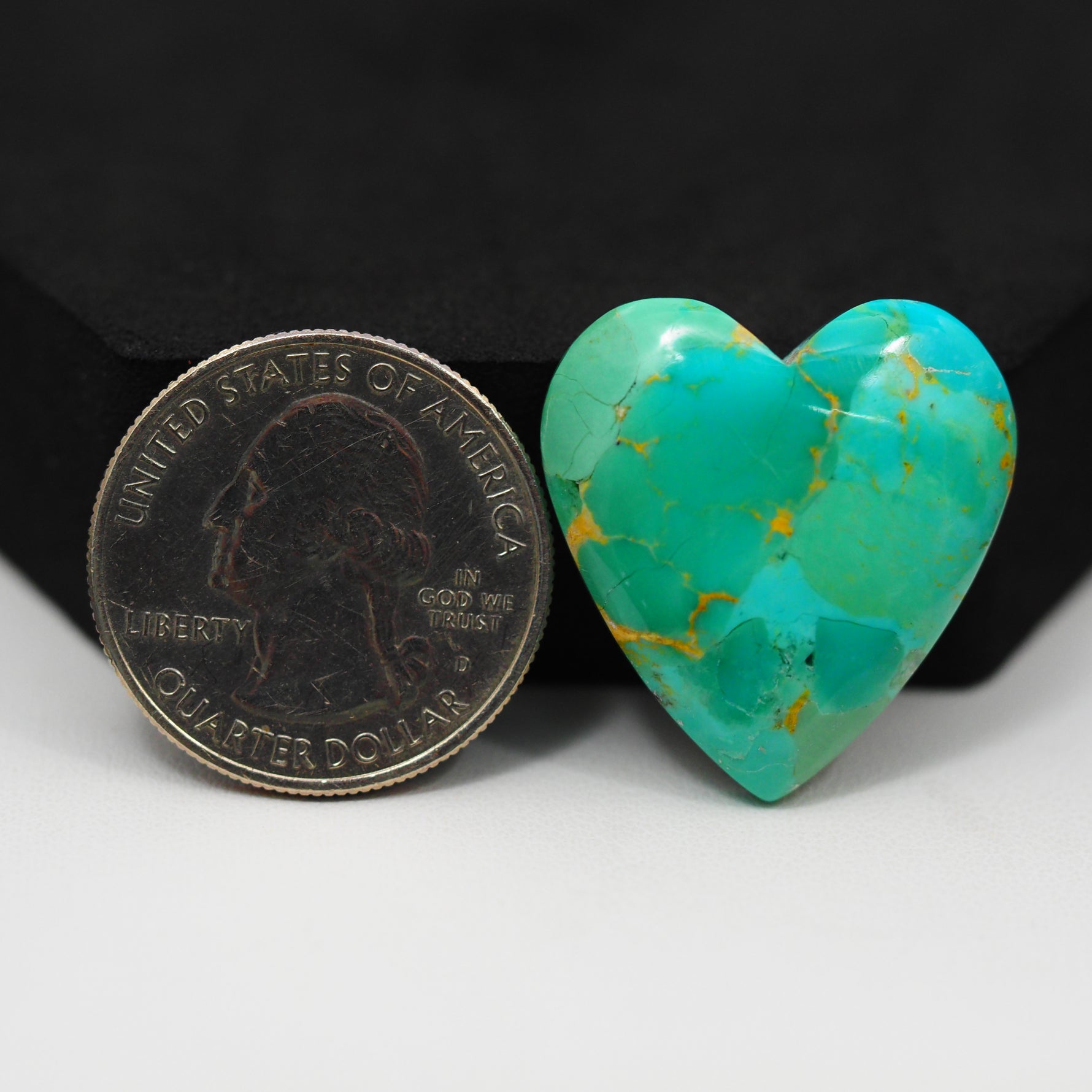 Natural Mohave Turquoise Heart Cabochon 25x24mm 23.5ct - Green Blue - Pedra Gems