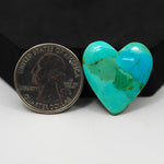 Natural Mohave Turquoise Heart Cabochon 24x24mm 18ct - Blue Green - Pedra Gems