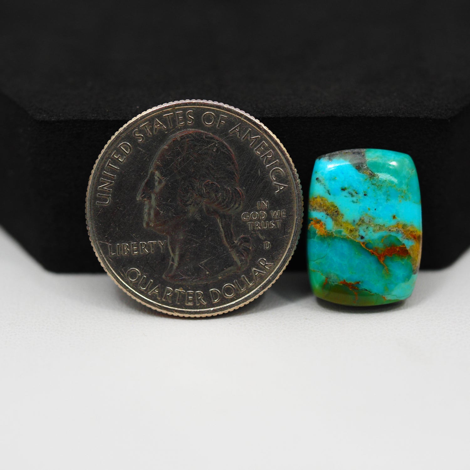 Natural Mohave Turquoise Square Cabochon 17x13mm 9ct - Blue Rust Matrix - Pedra Gems