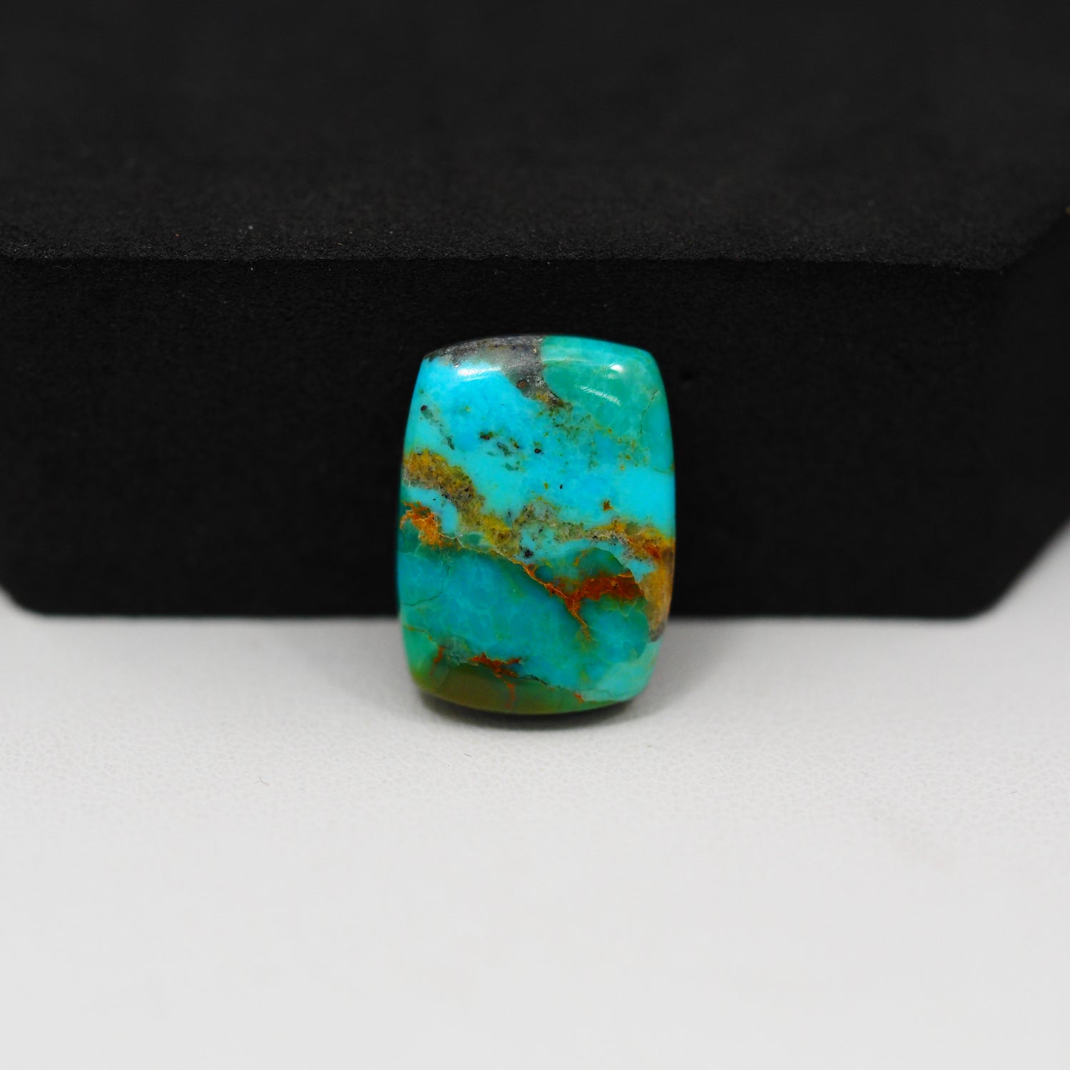 Natural Mohave Turquoise Square Cabochon 17x13mm 9ct - Blue Rust Matrix - Pedra Gems