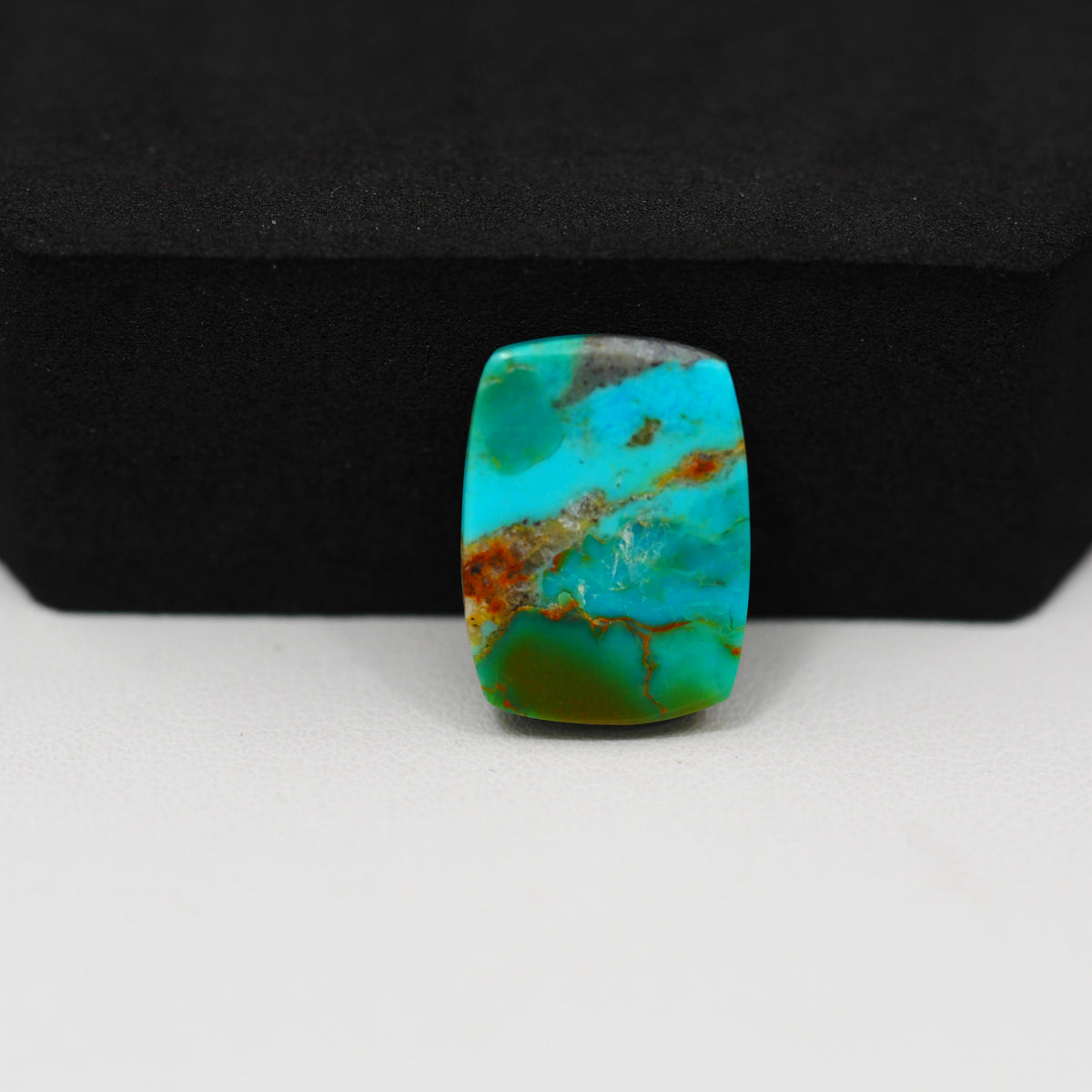 Natural Mohave Turquoise Square Cabochon 17x13mm 9ct - Blue Rust Matrix - Pedra Gems