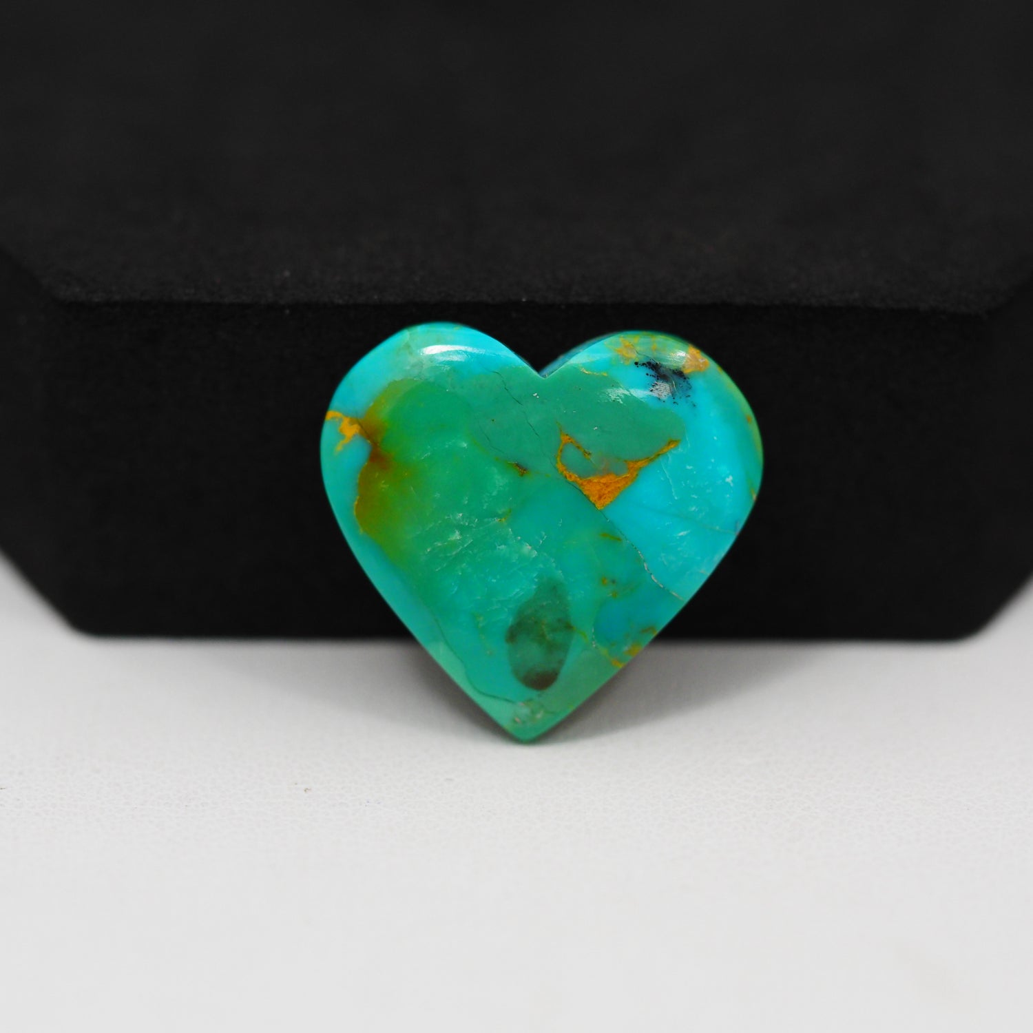 Natural Mohave Turquoise Heart Cabochon 20x20mm 12ct - Green Blue - Pedra Gems