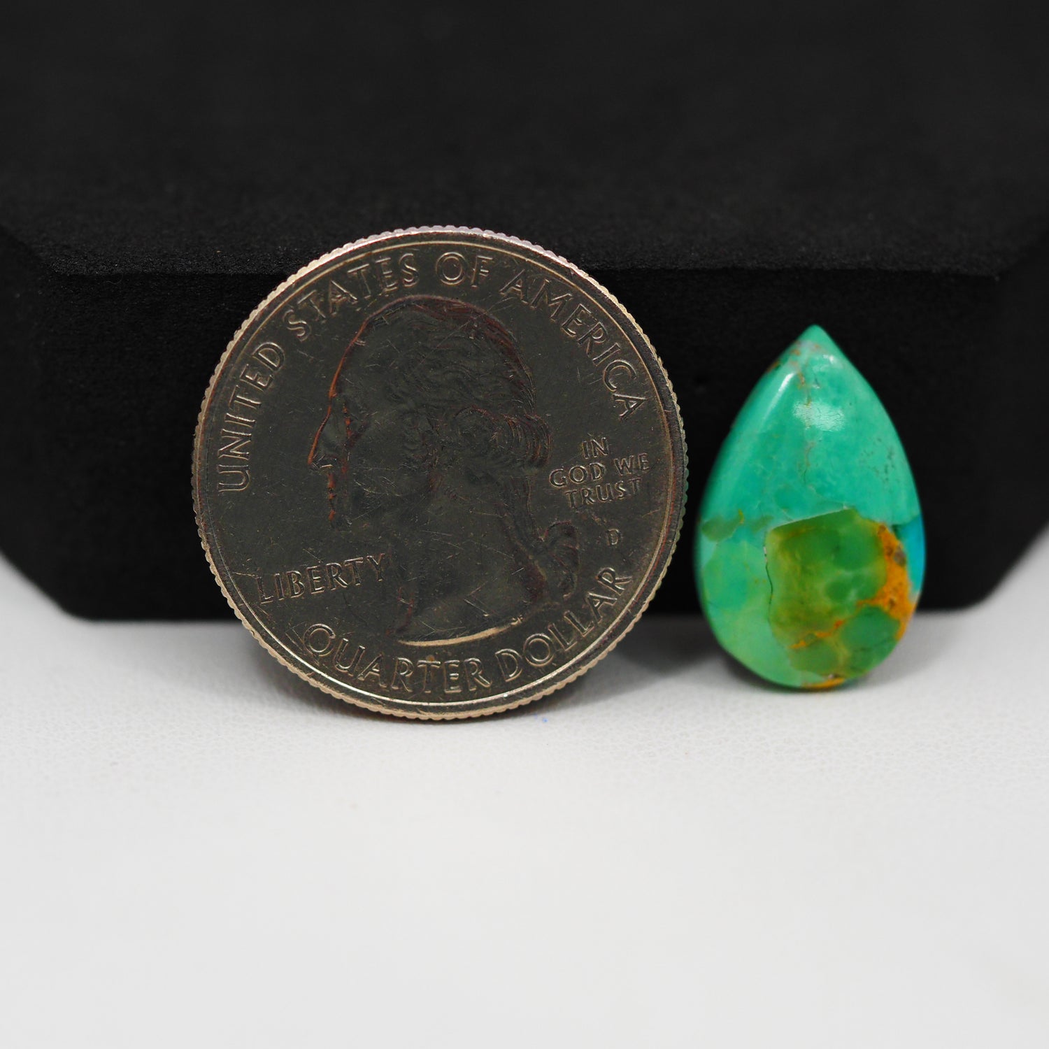 Natural Mohave Turquoise Pear Cabochon 18x11mm 4.5ct - Green Blue - Pedra Gems