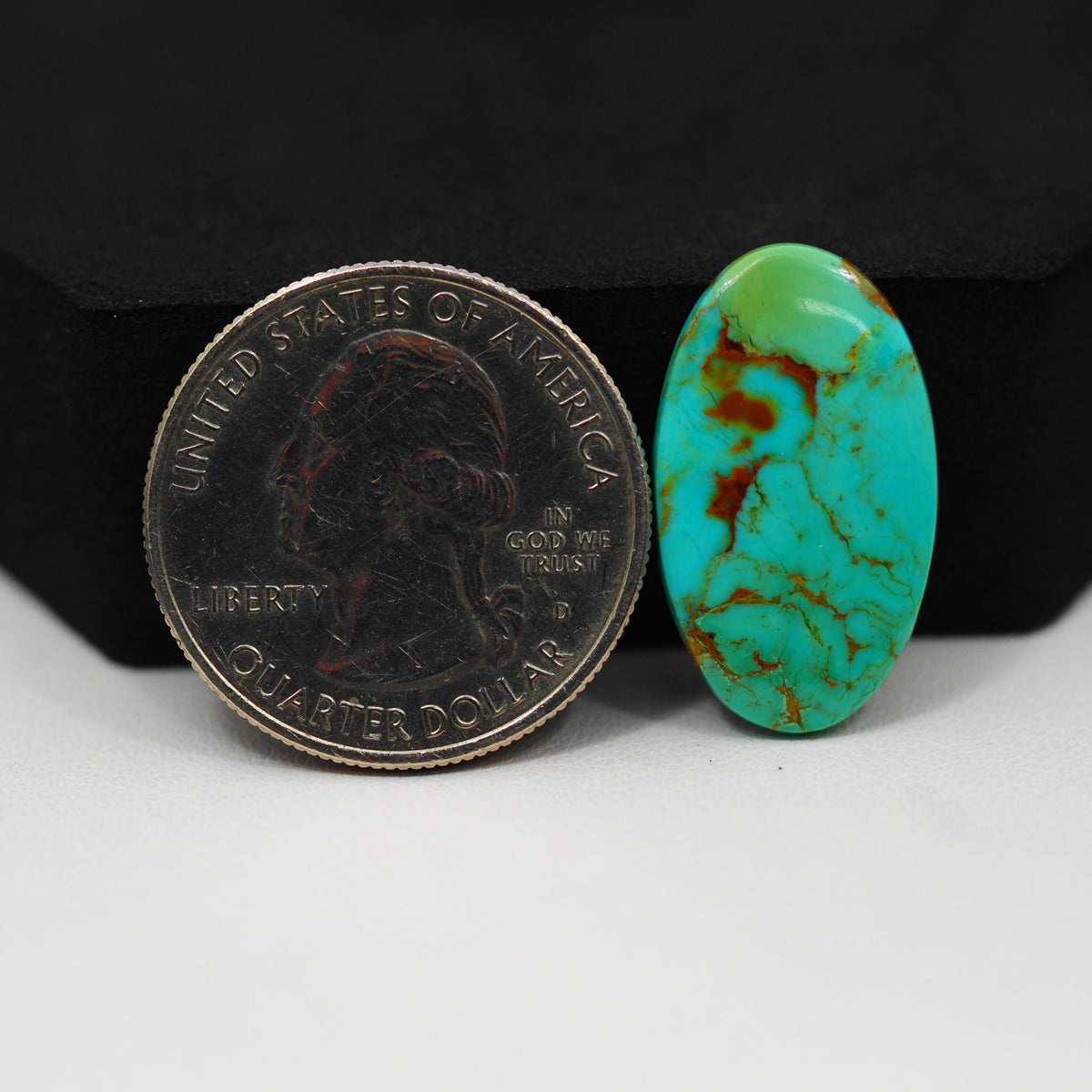 Natural Mohave Turquoise Oval Cabochon 23x13mm 6ct - Blue Rust Matrix - Pedra Gems