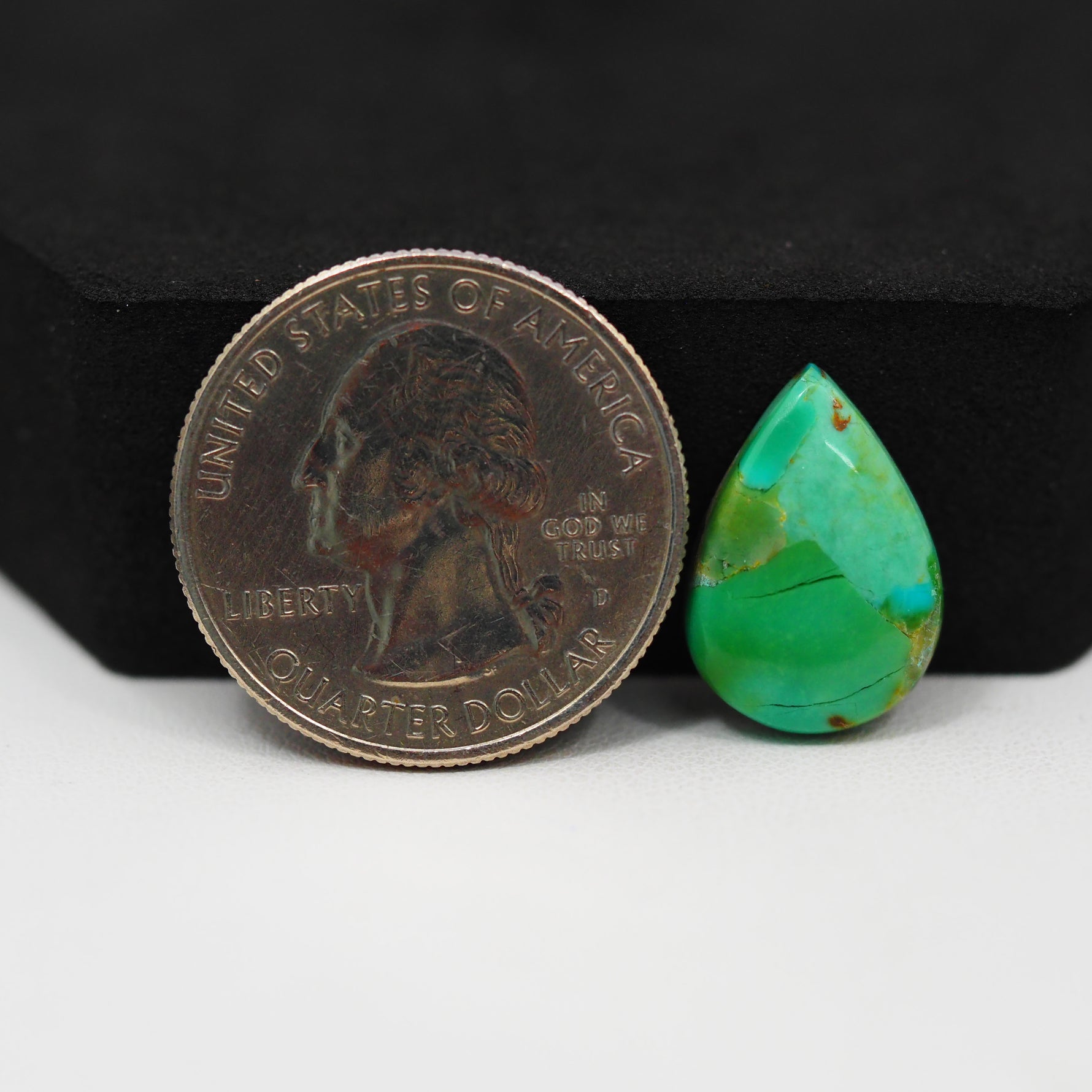Natural Mohave Turquoise Pear Cabochon 17x12mm 5.5ct - Green - Pedra Gems