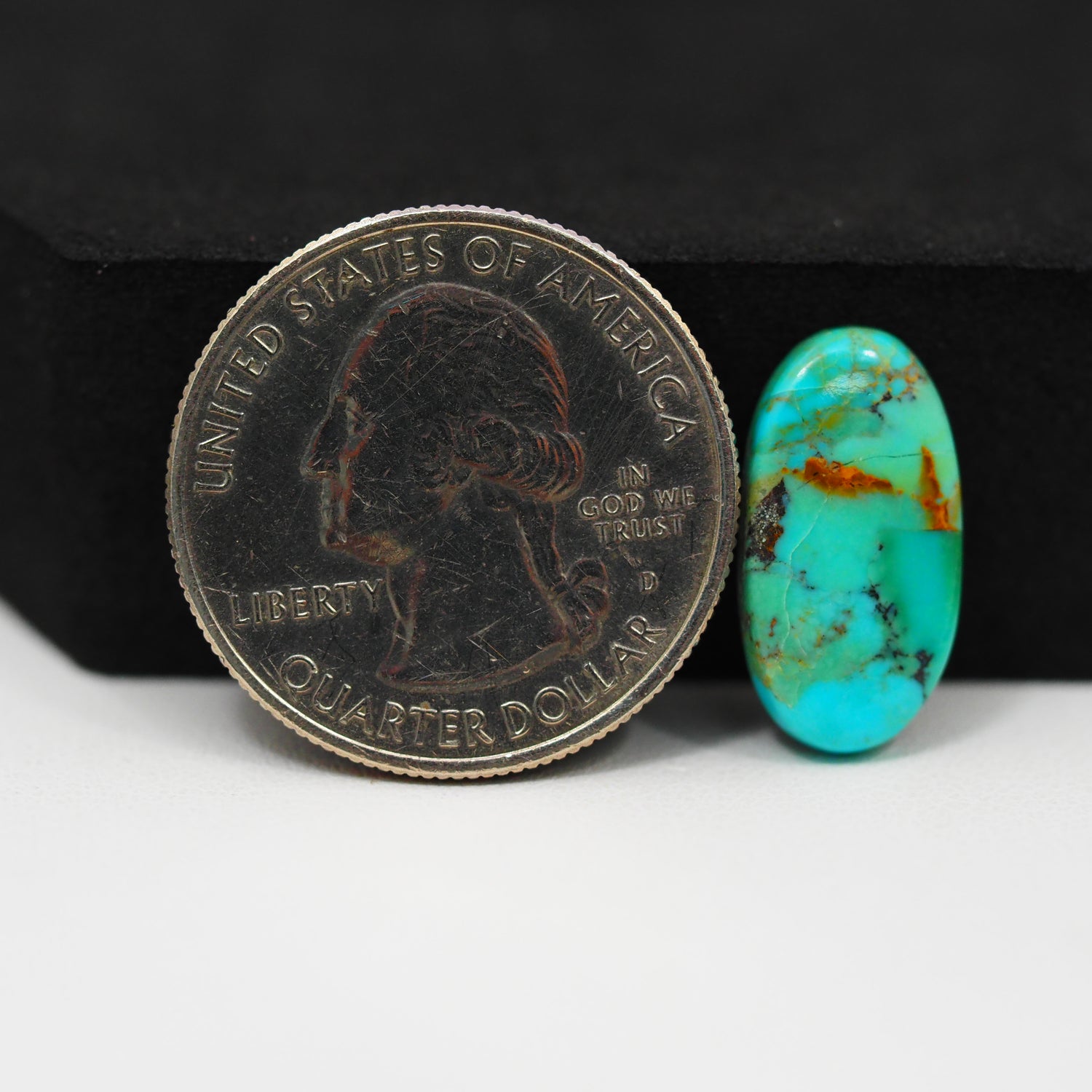 Natural Mohave Turquoise Oval Cabochon 18x9mm 4.5ct - Blue Rust Matrix - Pedra Gems