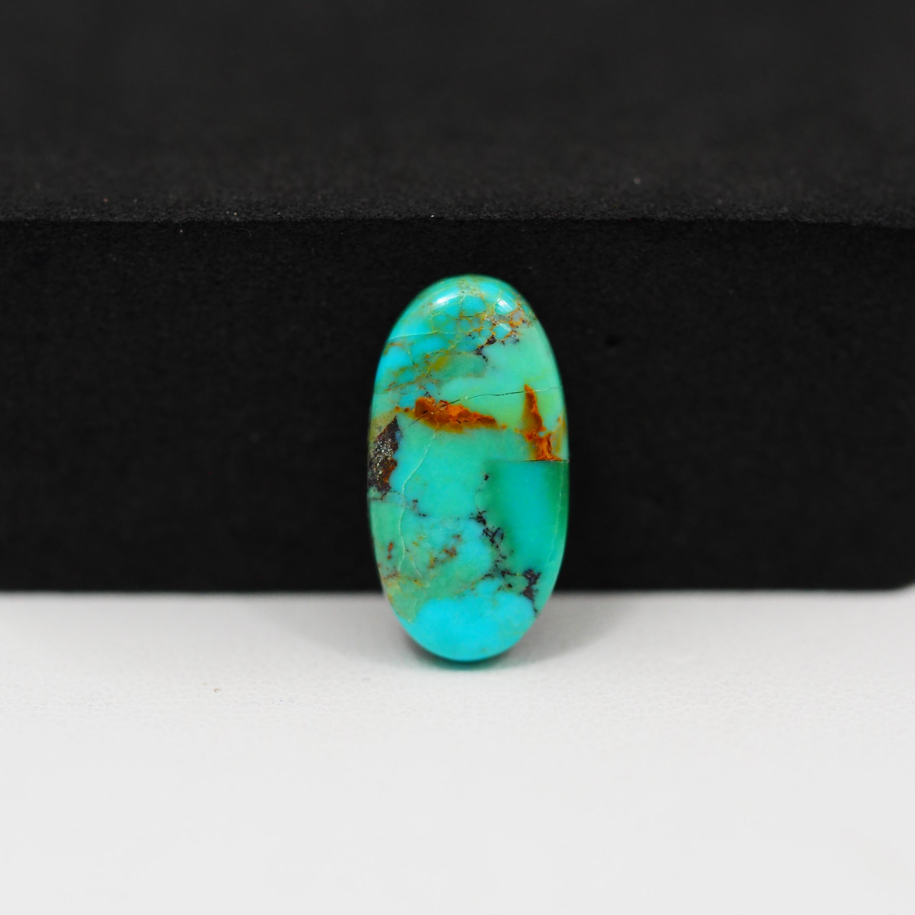 Natural Mohave Turquoise Oval Cabochon 18x9mm 4.5ct - Blue Rust Matrix - Pedra Gems
