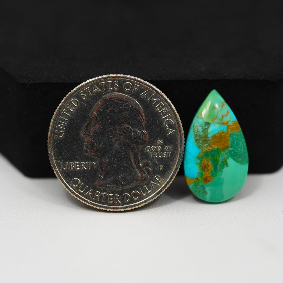 Natural Mohave Turquoise Pear Cabochon 20x11mm 5ct - Teal Green - Pedra Gems
