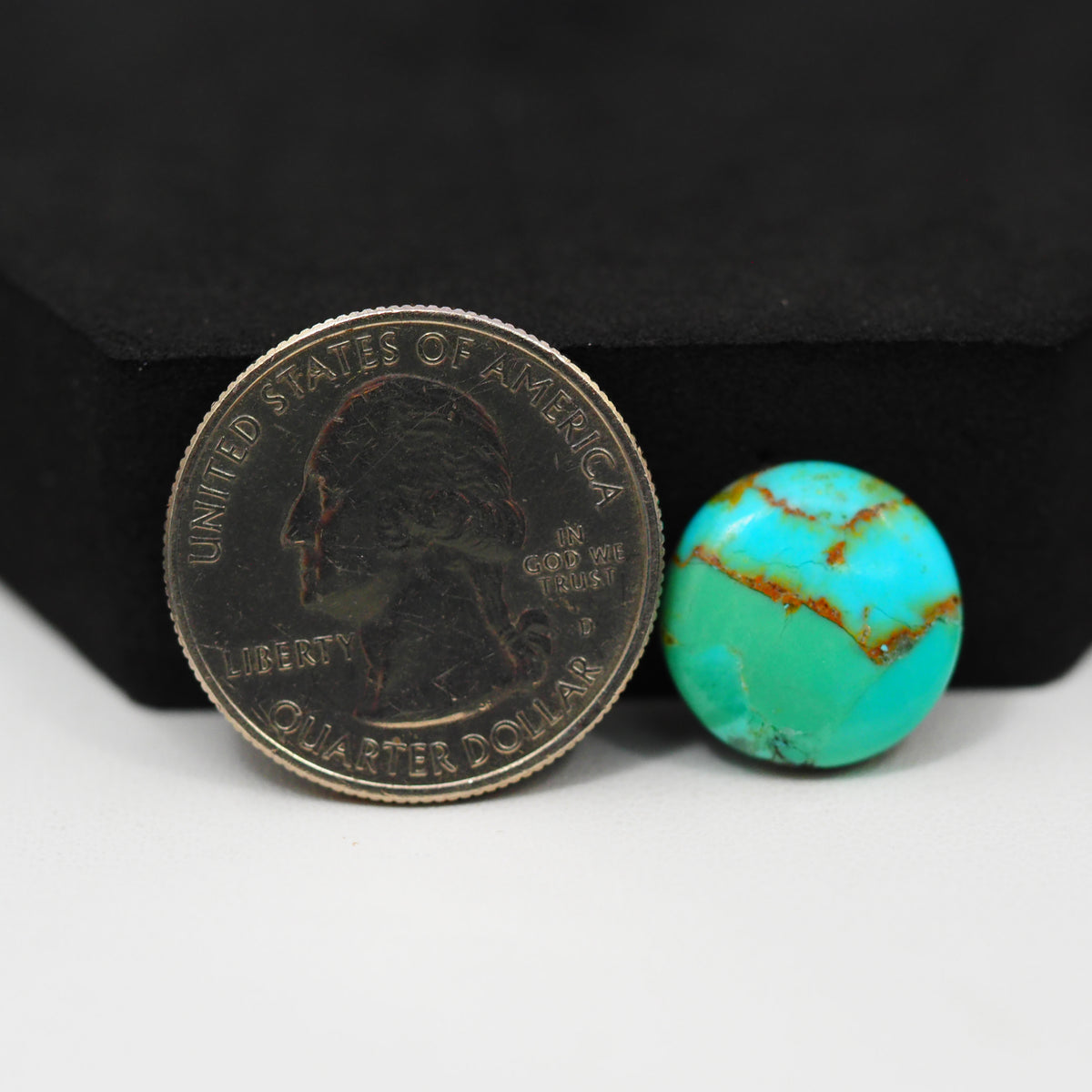 Natural Mohave Turquoise Round Cabochon 15x15mm 6ct - Blue Green - Pedra Gems