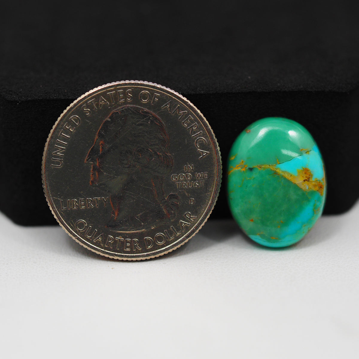 Natural Mohave Turquoise Oval Cabochon 17x14mm 7.5ct - Green Blue Rust Matrix - Pedra Gems