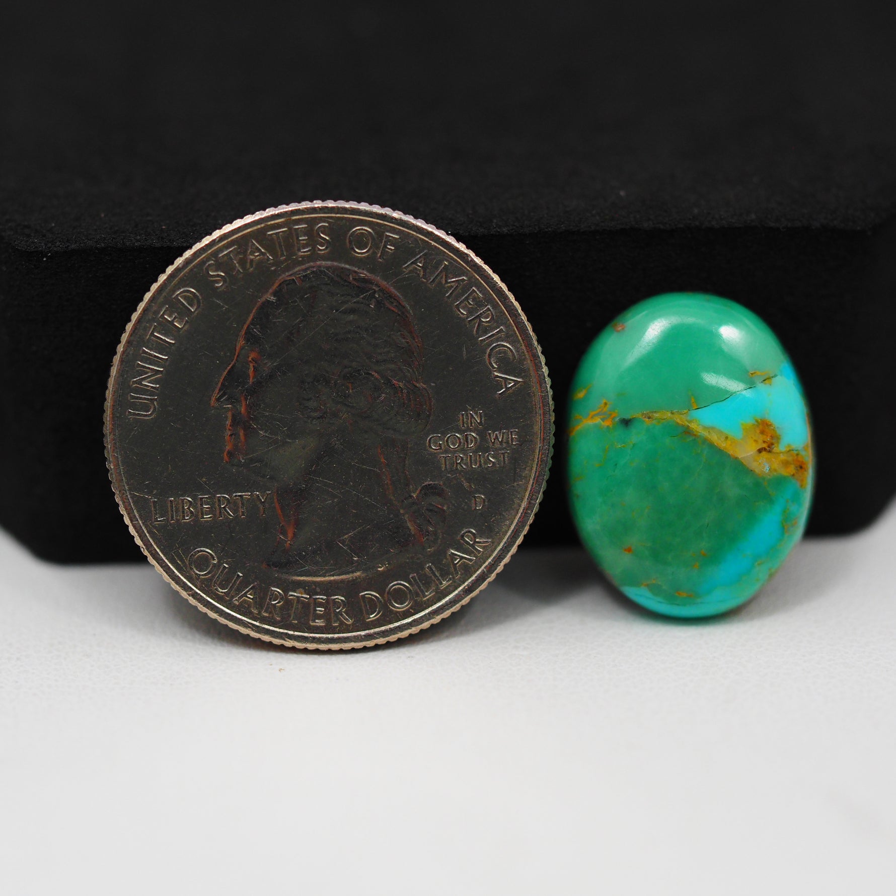 Natural Mohave Turquoise Oval Cabochon 17x14mm 7.5ct - Green Blue Rust Matrix - Pedra Gems