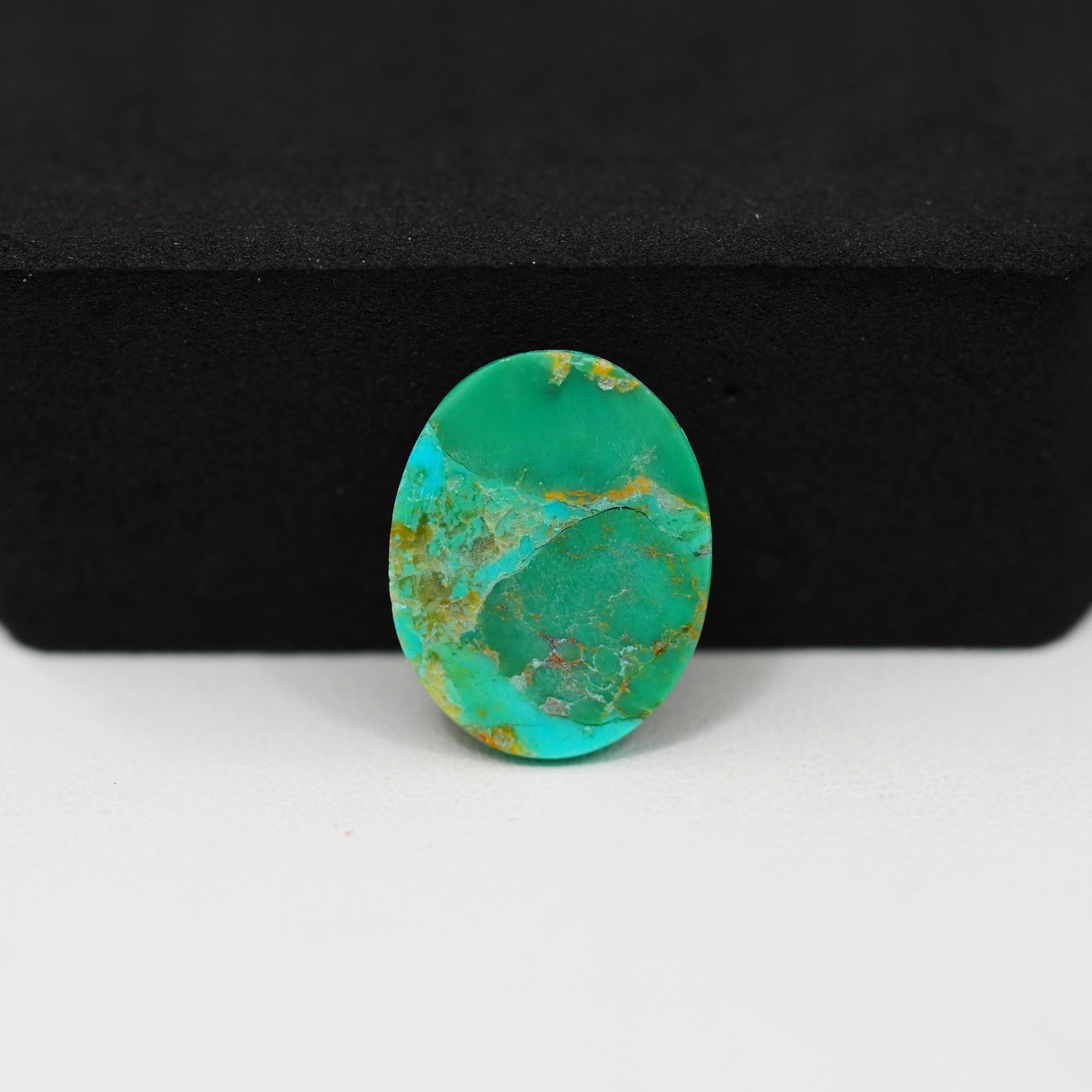 Natural Mohave Turquoise Oval Cabochon 17x14mm 7.5ct - Green Blue Rust Matrix - Pedra Gems