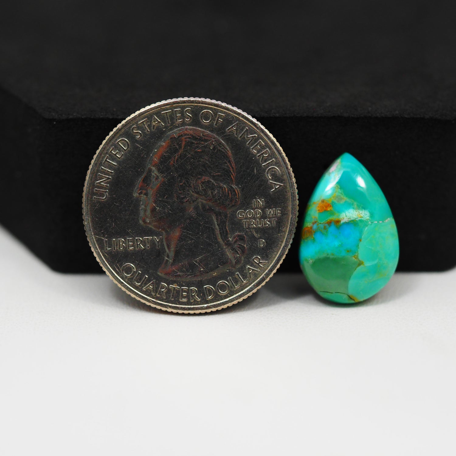 Natural Mohave Turquoise Pear Cabochon 17x11mm 5ct - Teal Rust Matrix - Pedra Gems
