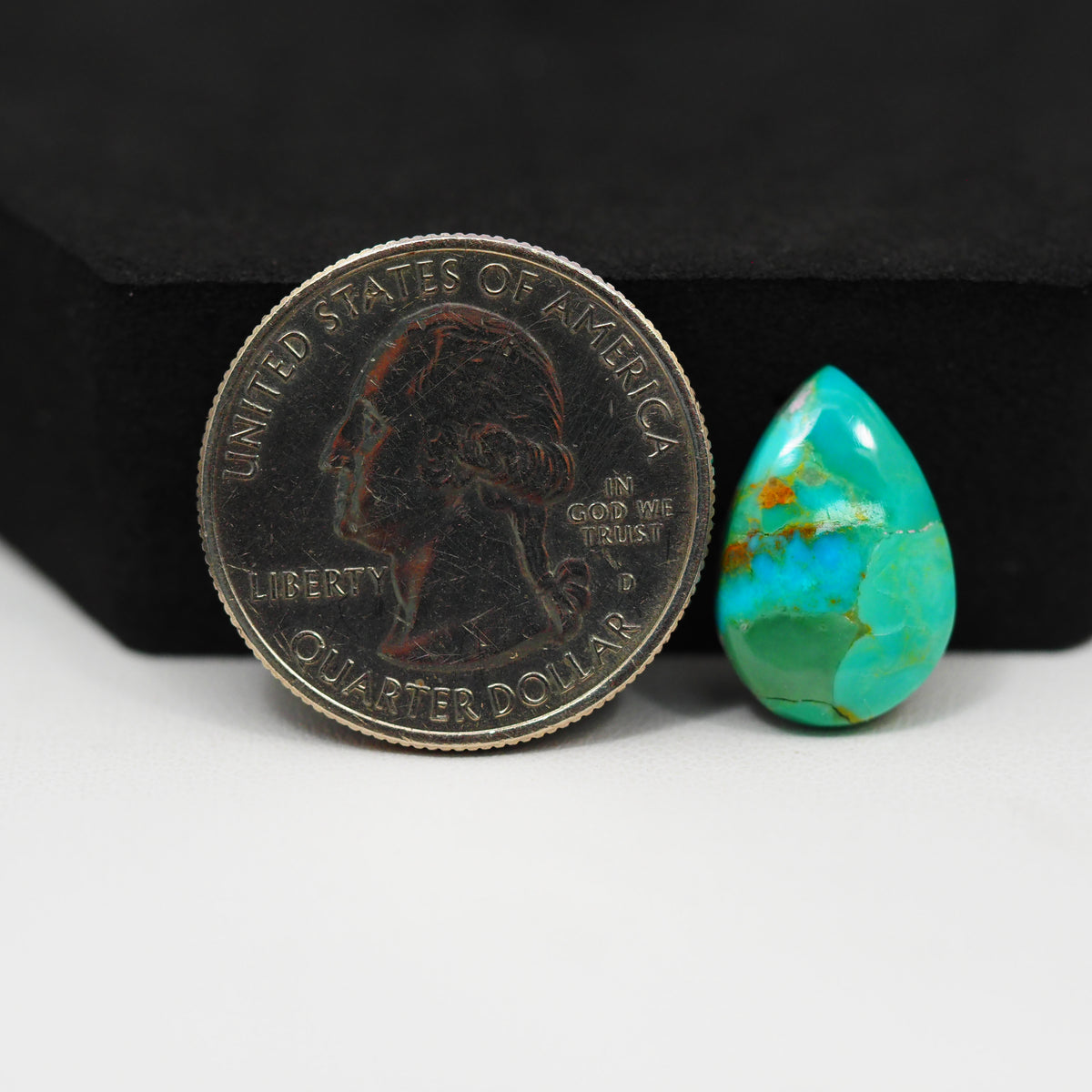 Natural Mohave Turquoise Pear Cabochon 17x11mm 5ct - Teal Rust Matrix - Pedra Gems