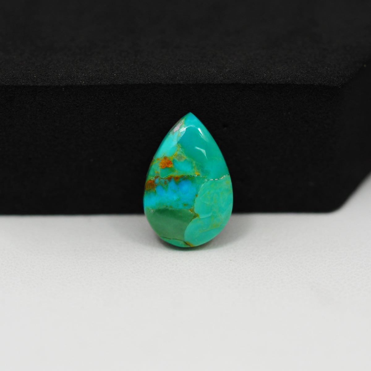 Natural Mohave Turquoise Pear Cabochon 17x11mm 5ct - Teal Rust Matrix - Pedra Gems