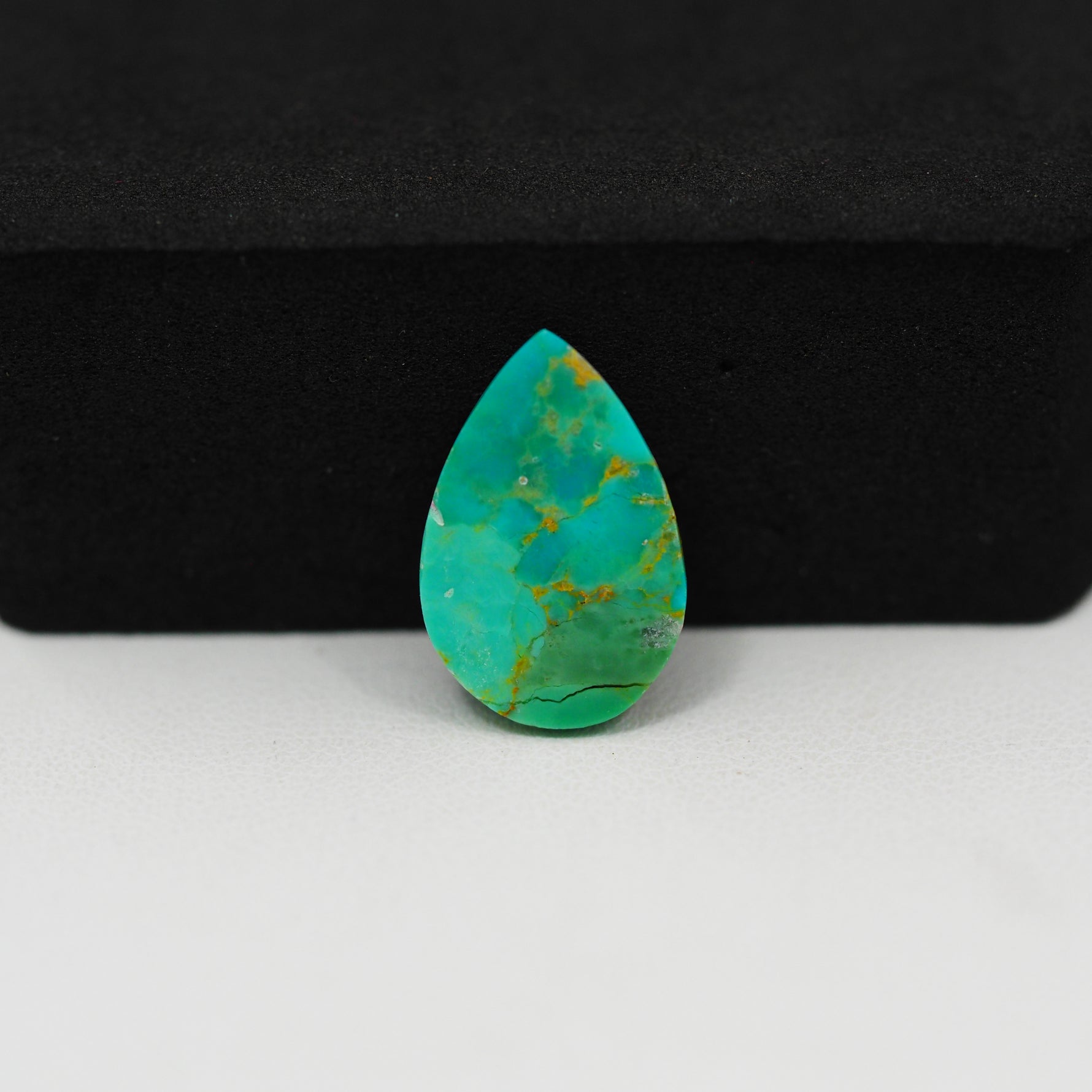 Natural Mohave Turquoise Pear Cabochon 17x11mm 5ct - Teal Rust Matrix - Pedra Gems