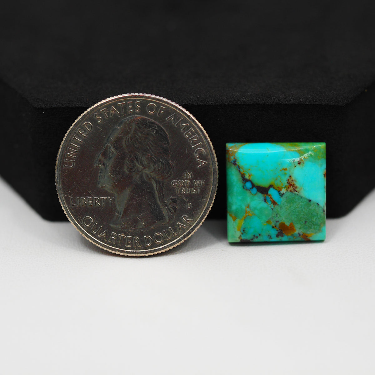 Natural Mohave Turquoise Square Cabochon 15x15mm 7.5ct - Blue Green Matrix - Pedra Gems