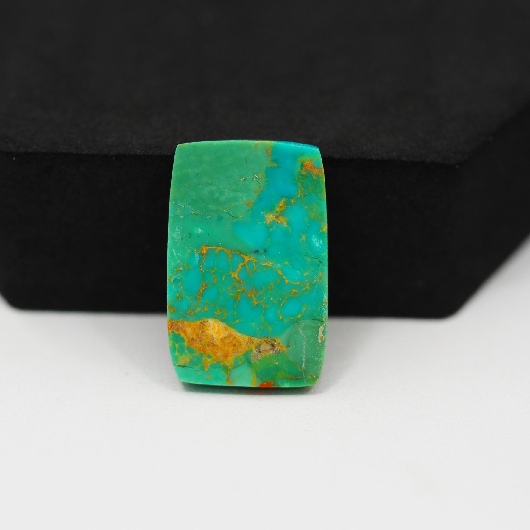 Natural Mohave Turquoise Rectangle Cabochon 24x16mm 18ct - Blue Green Rust Band - Pedra Gems
