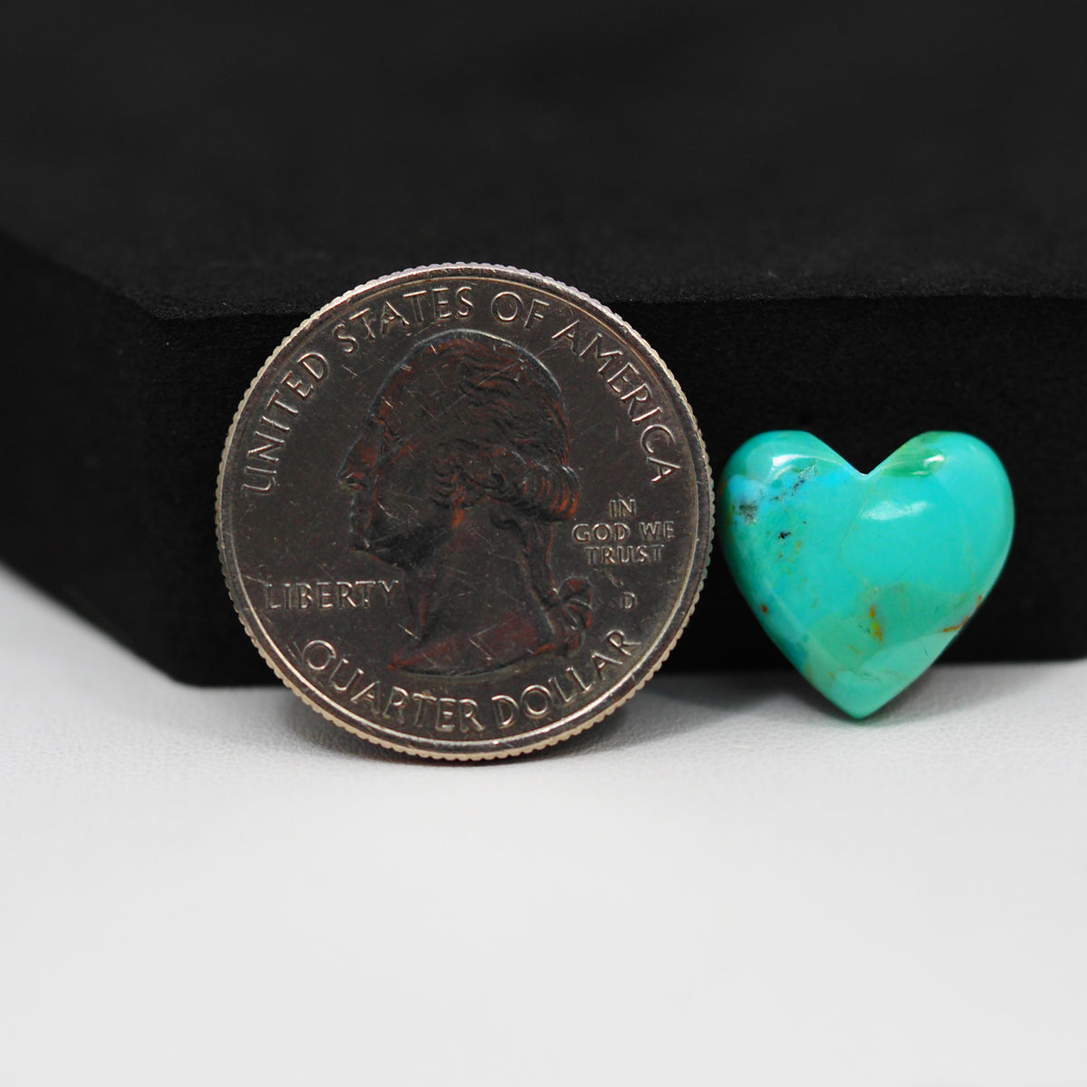 Natural Mohave Turquoise Heart Cabochon 14x14mm 5.5ct - Teal Blue - Pedra Gems
