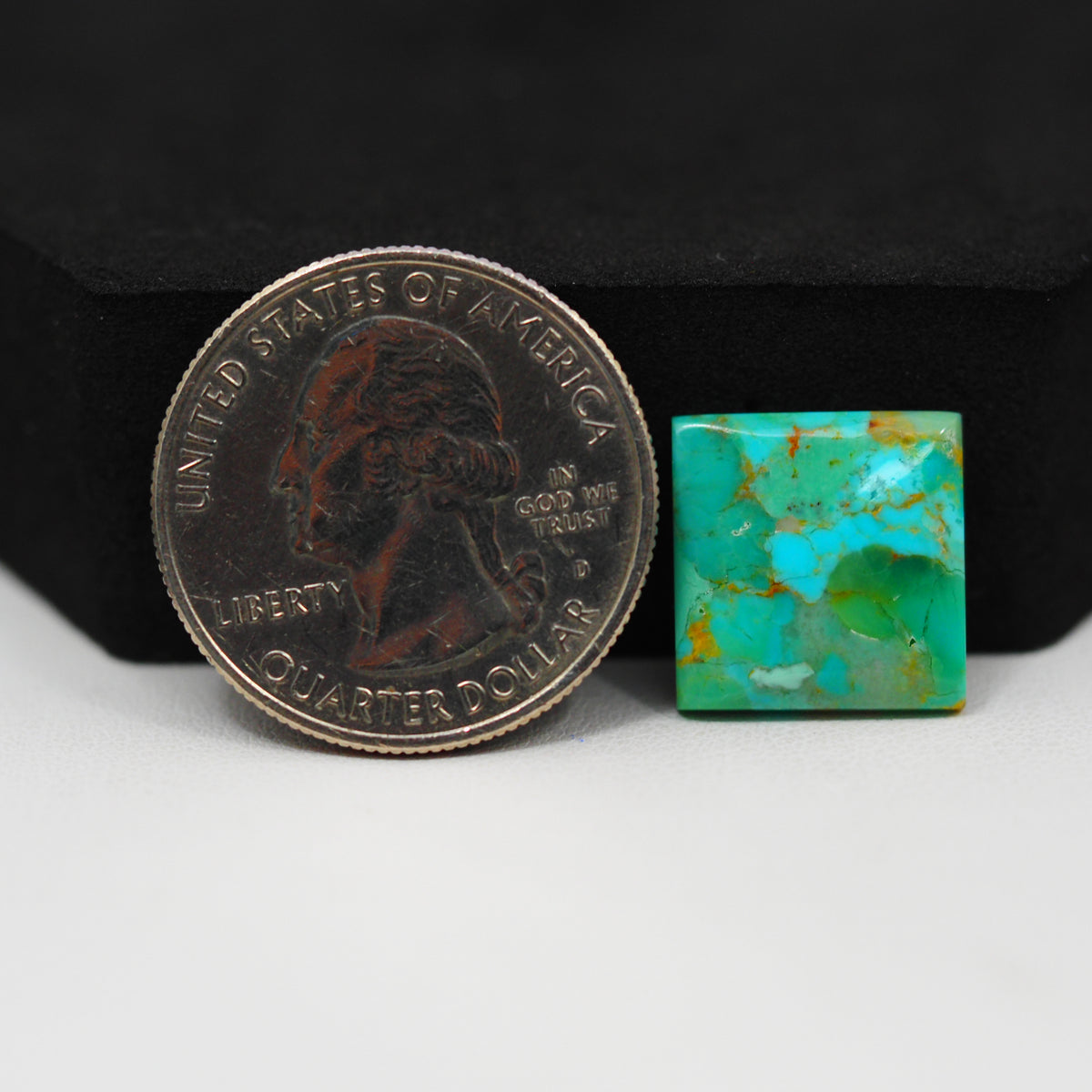 Natural Mohave Turquoise Square Cabochon 14x14mm 6ct - Blue Green - Pedra Gems