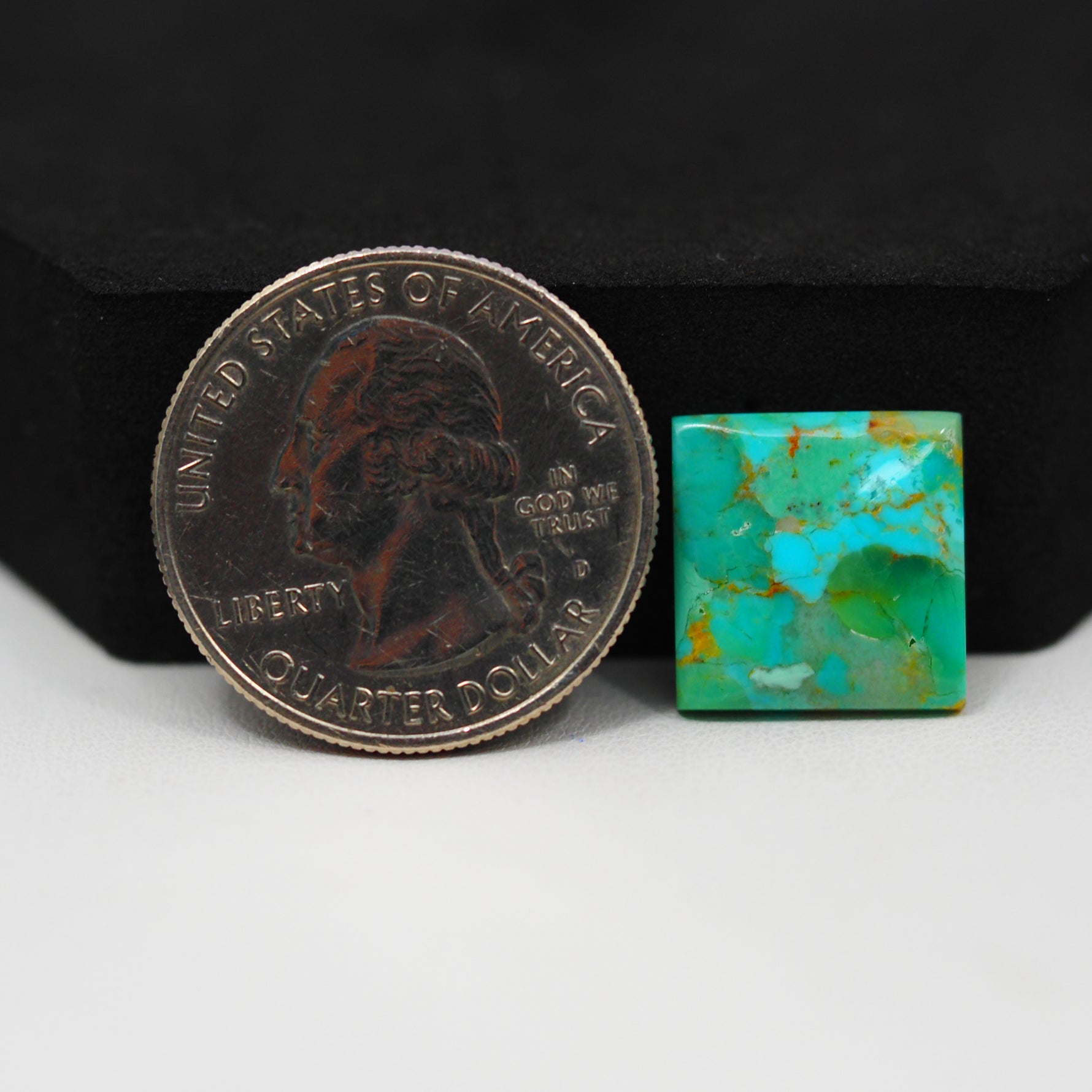 Natural Mohave Turquoise Square Cabochon 14x14mm 6ct - Blue Green - Pedra Gems